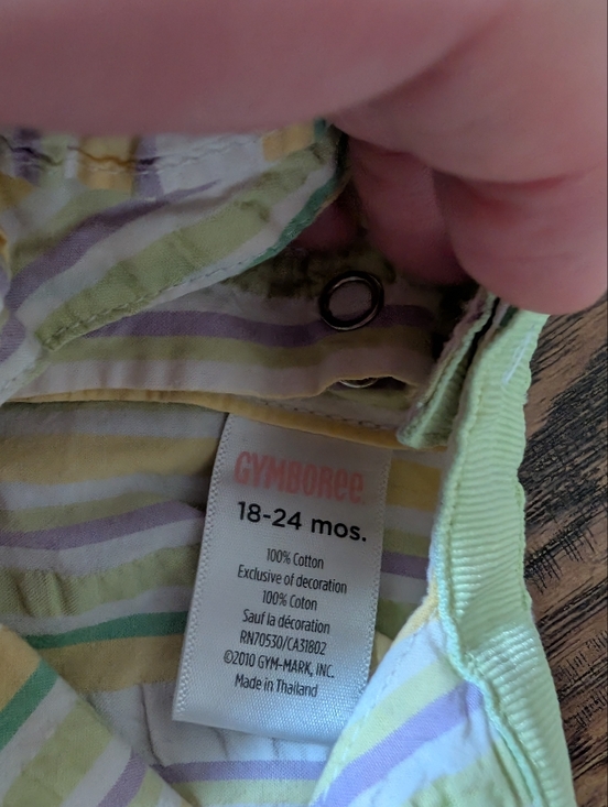 💥3/$24 Gymboree First Picnic Easter Striped Romper - Picture 4 of 5